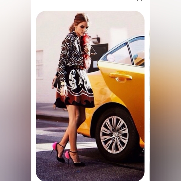 Y2K Jacquard Crop Blazer NWOT Size 8P - Picture 5 of 16